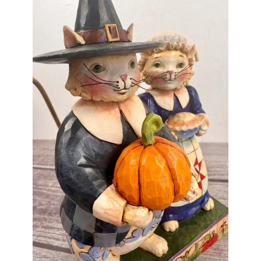 Jim Shore Heartwood Creek Paws And Give Thanks Pilgrim Cats Figurine 4017596‎